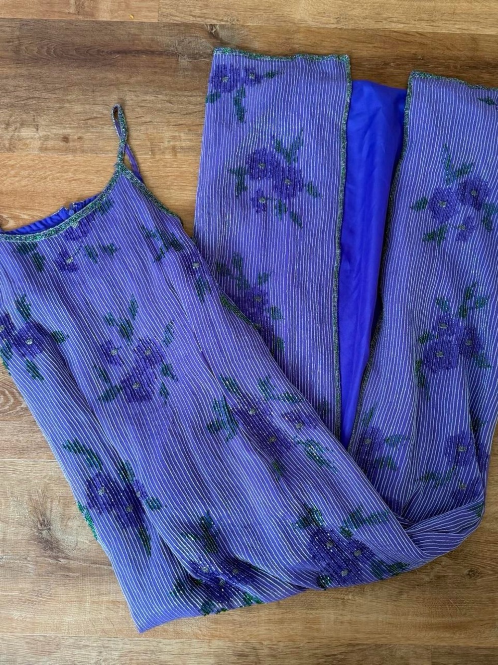 Vintage Papell Boutique silk beaded maxi gown